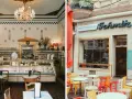 Gemütliche Cafés im Belgischen Viertel: Ein Blick in ein charmantes Interieur und die bunte Außenterrasse der Metzgerei Schmitz.