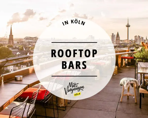 Genieße den Sonnenuntergang über Köln in einer stylischen Rooftop Bar. Perfekt für entspannte Abende mit Freunden.